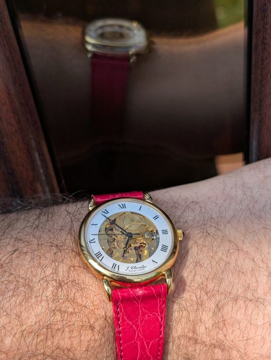 Swiss J.Chevalier skeleton watch 17 Jewels Incabloc ceas j chevalier