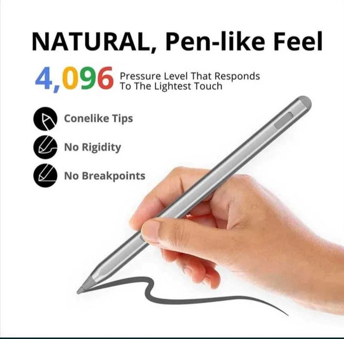 Стилус Писалка (Stylus Pen) с чувствителност на натиск 4096 степени, поддръжка на накланяне, отхвърляне на дланта и функция за изтриване