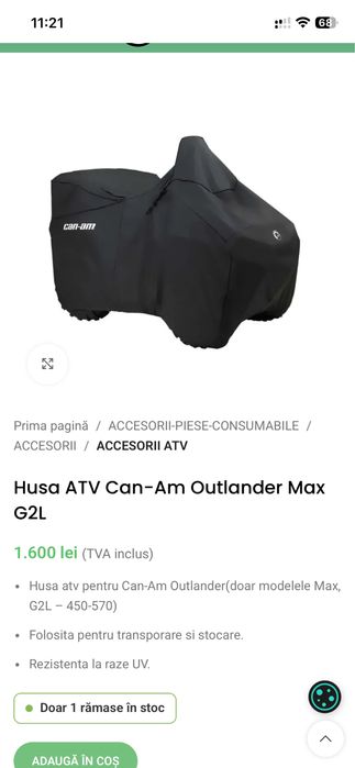 Husa Prelata Can-am OUTLANDER, XMR , Scurt  Originala !
