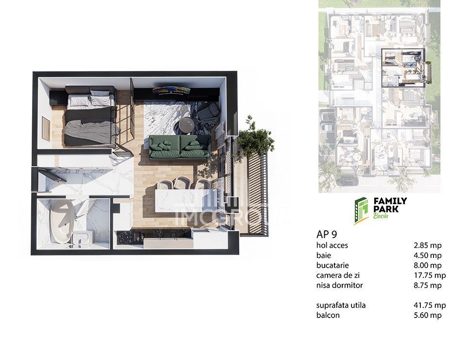 Apartament bloc nou cu 1 camera de vanzare Baciu