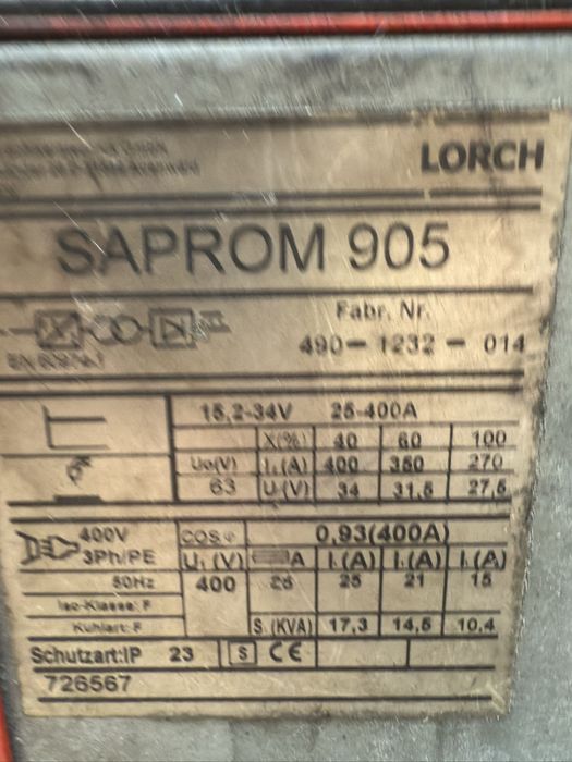 Aparat de sudura Mig Mag Lorch BE20 400 amperi, Synergic