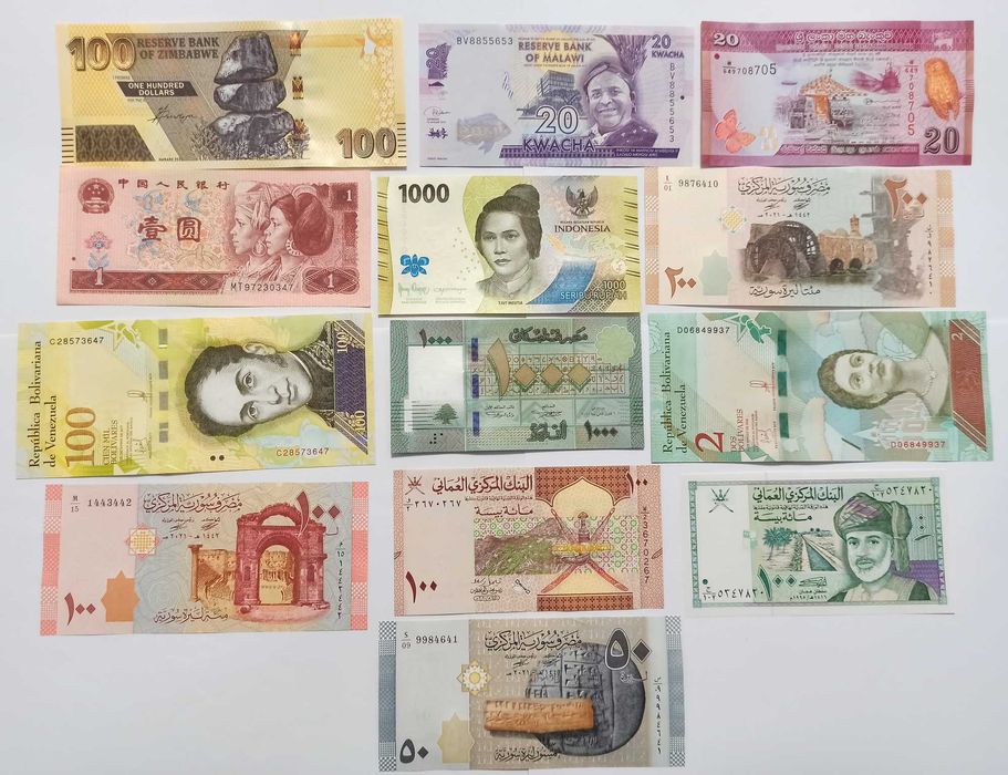 Лот банкноти 13 броя UNC нови