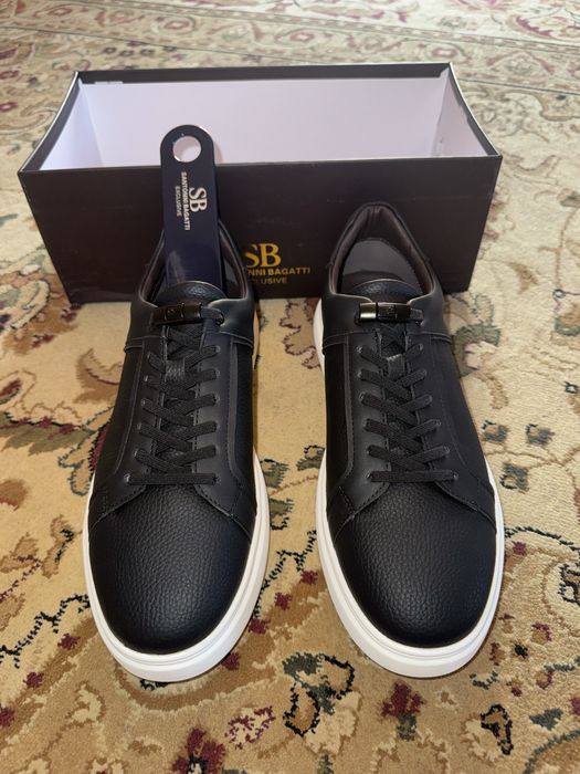 Стильные мужские кеды Santoni Bagatti SB — чёрные