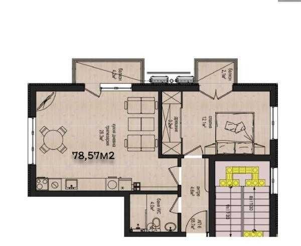 Продава се Двустаен апартамент в с. Звездица, Област Варна - 78 кв.м за 1000 €/кв.м - Снимка #3