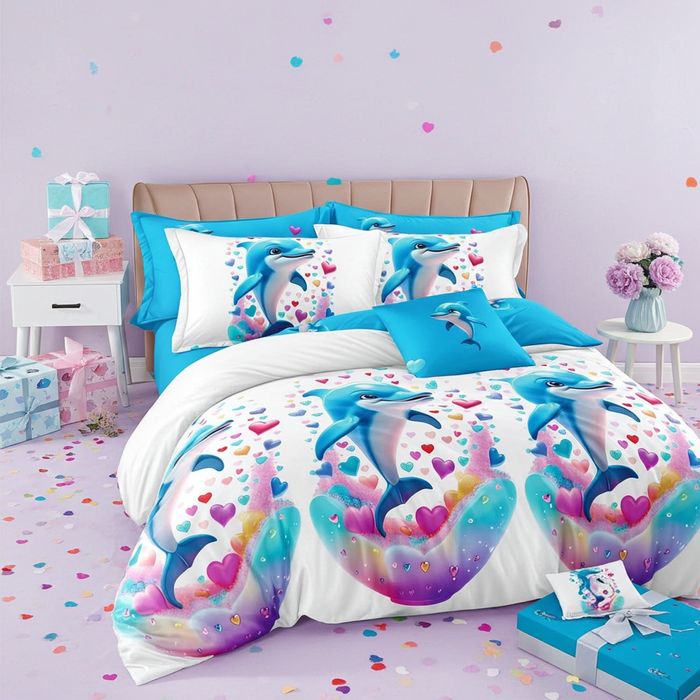 Lenjerie Pat Cega Sx057, Bumbac, 6 Piese, Cu Elastic, Imprimeu