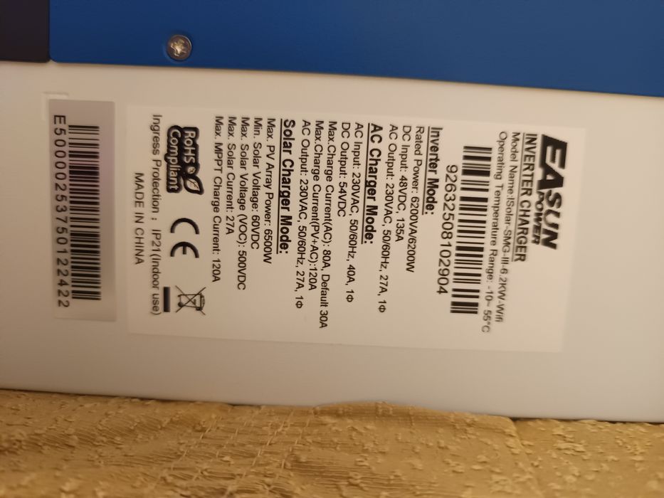 Invertor Easun 6,2 kw hibrid