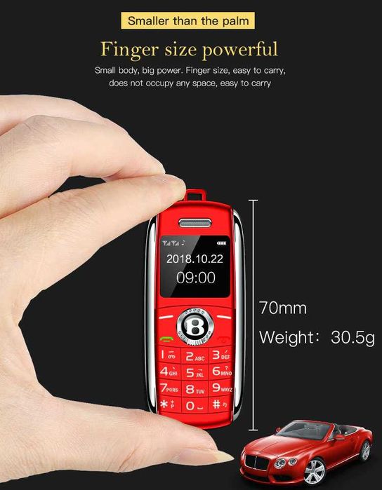 Мини телефон Луксозен Бентли Bentley малък телефон Breitling 2 СИМ