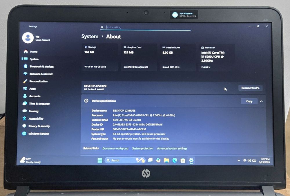 Laptop HP ProBook 440 G3 i5 6200U 2.40GHz 8GB DDR4 Windows 11