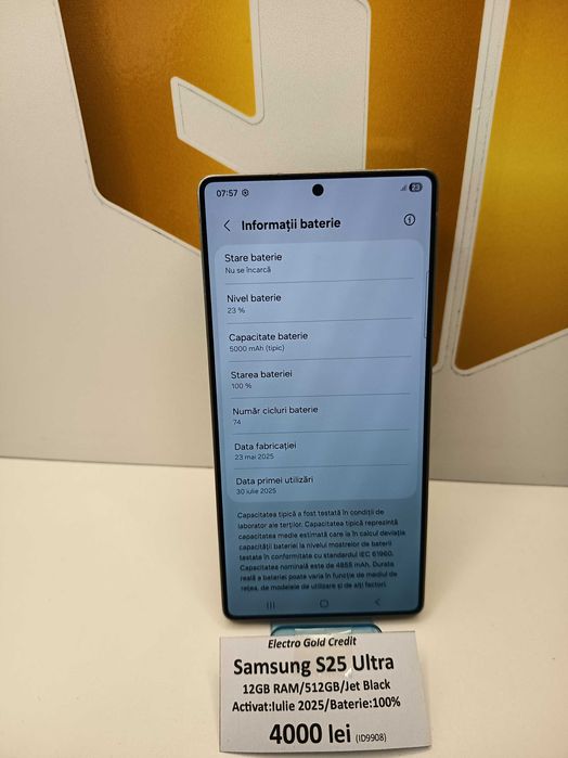 Samsung S25 Ultra 5G 12GB RAM/512GB/Titanium Black/Baterie:100% ID9908