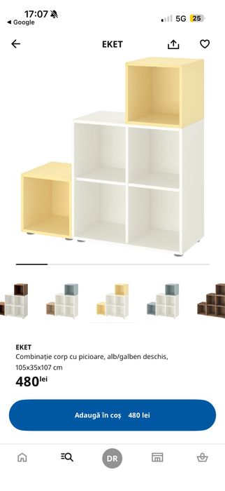Raft Ikea alb cu galben
