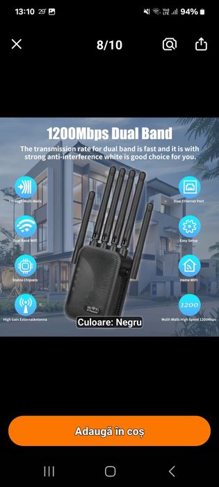 Extender amplificator wifi 1200mbps 6 antene  nou