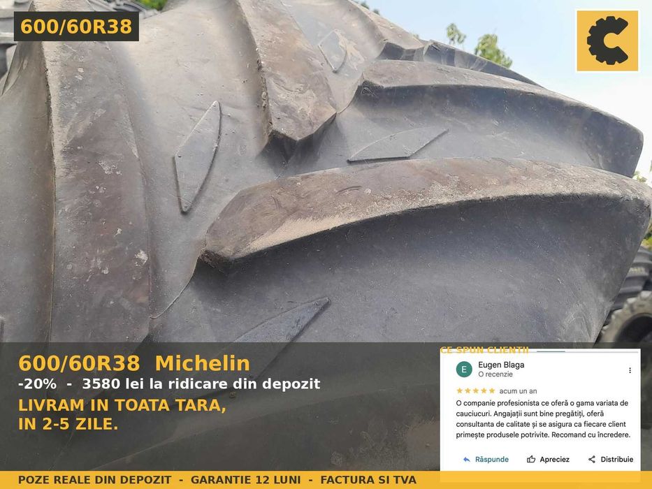 Cauciucuri 600/60R38 Michelin Anvelope Tractor SH Garantie LIVRARE