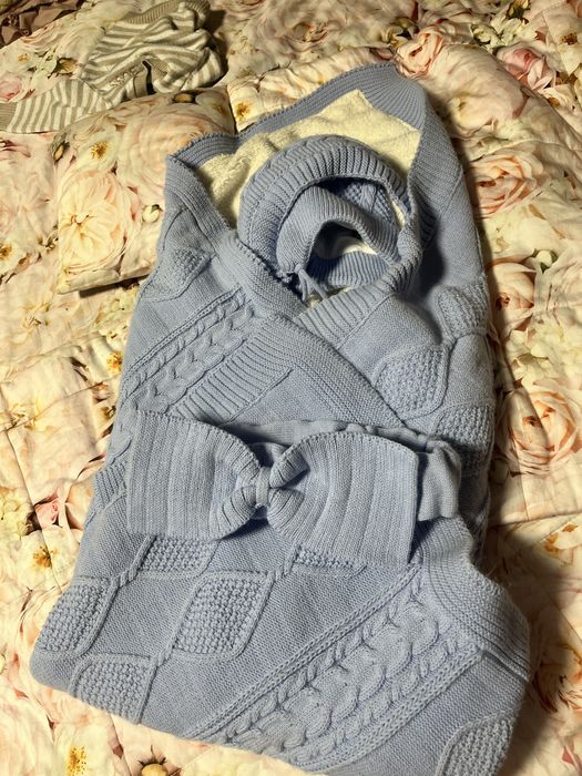 Коверт на выписку голубой