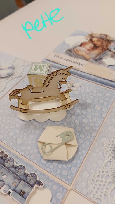 Ръчно изработена експлодираща кутия за бременност, бебе, кръщене