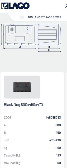 Lada LAGO Black Dog 800x450x470 123L Tir Duba Scule Voyager Stare Buna