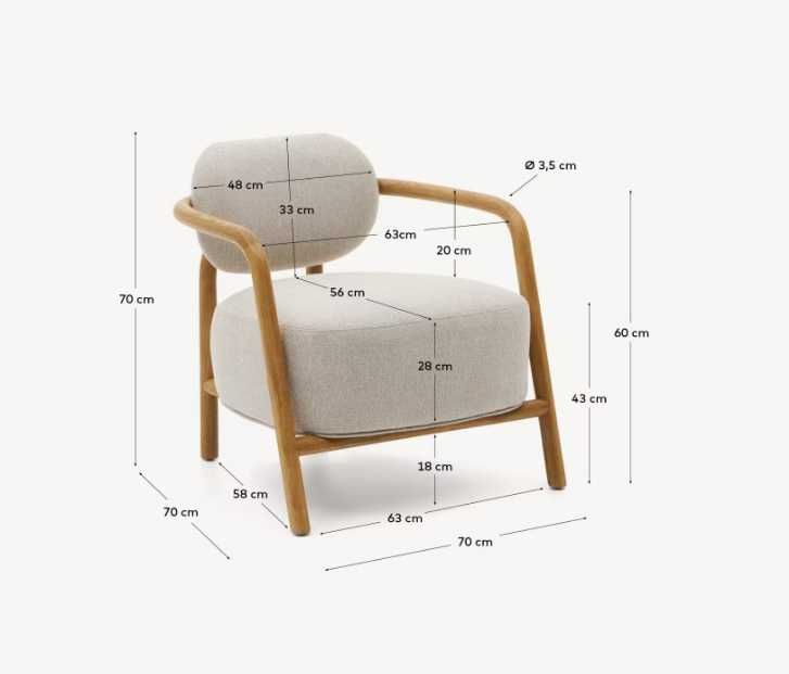 Melqui Бежов фотьойл от масивно дъбово дърво KaveHome