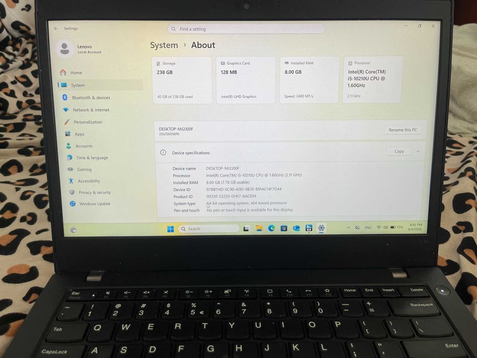 Lenovo ThinkPad L14 Gen 1 - i5 10210U, 16 GB RAM, 256 GB SSD