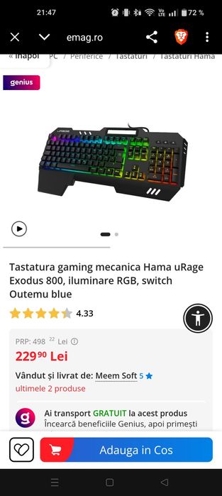 tastatură mecanică de gaming Hama uRage Exodus 800