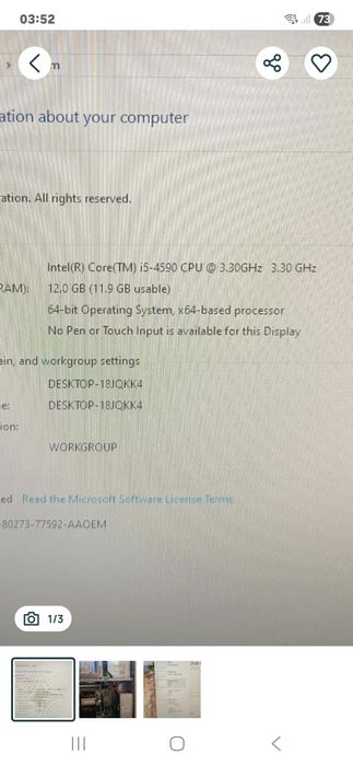 Kitt placa baza+ procesor i5 4590+ 16 gb ram ddr3