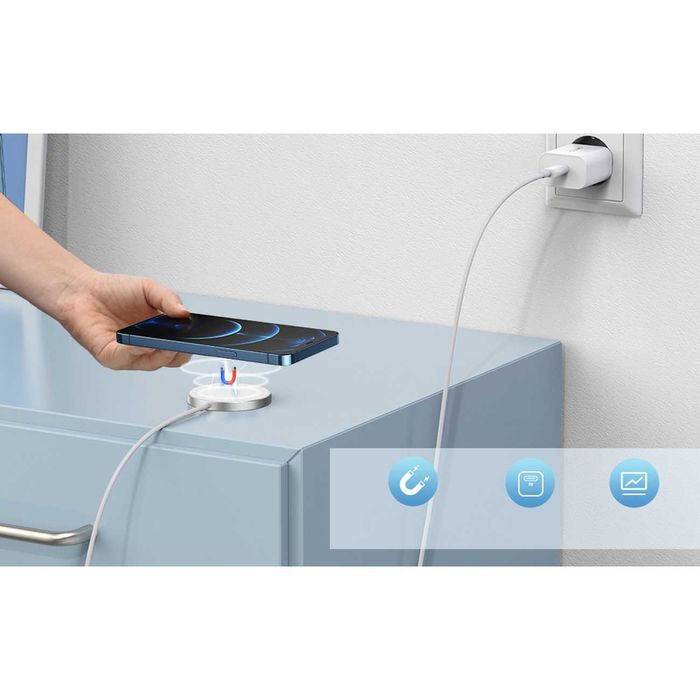 Choetech MagSafe индукционно зарядно + PD5005 adapter white