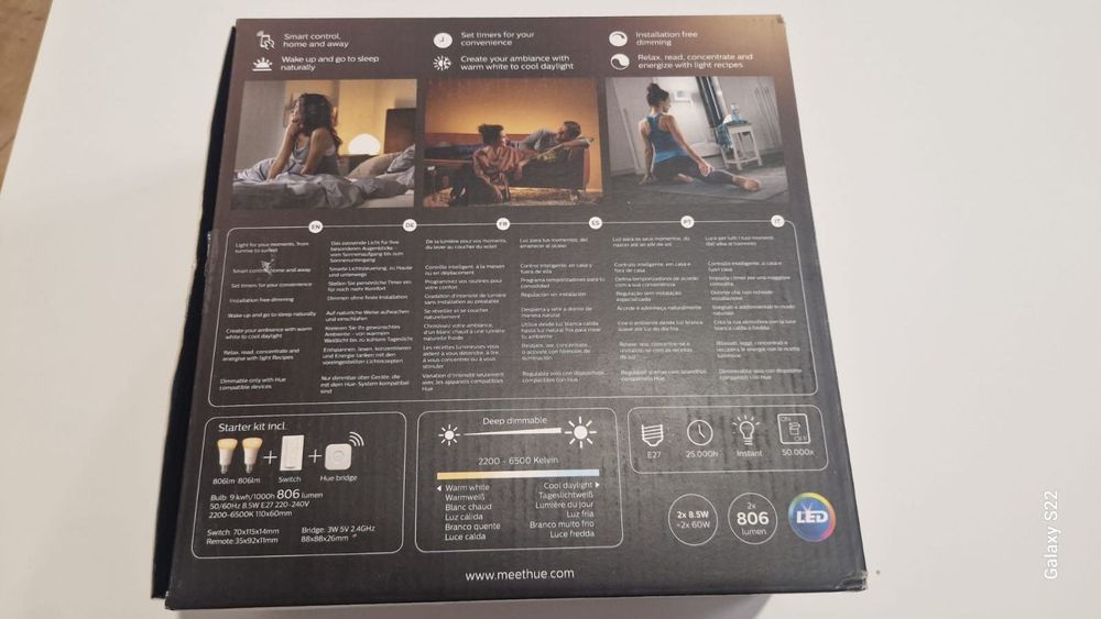 Set 2 becuri inteligente LED Philips Hue Starter