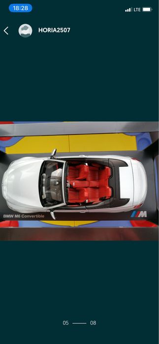 BMW M6 CONVERTIBLE SILVER macheta auto scara 1:18 PARAGON