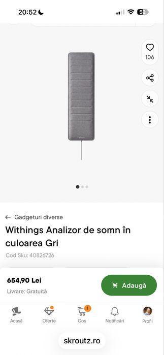 Vand analizor de somn Withings/Nokia