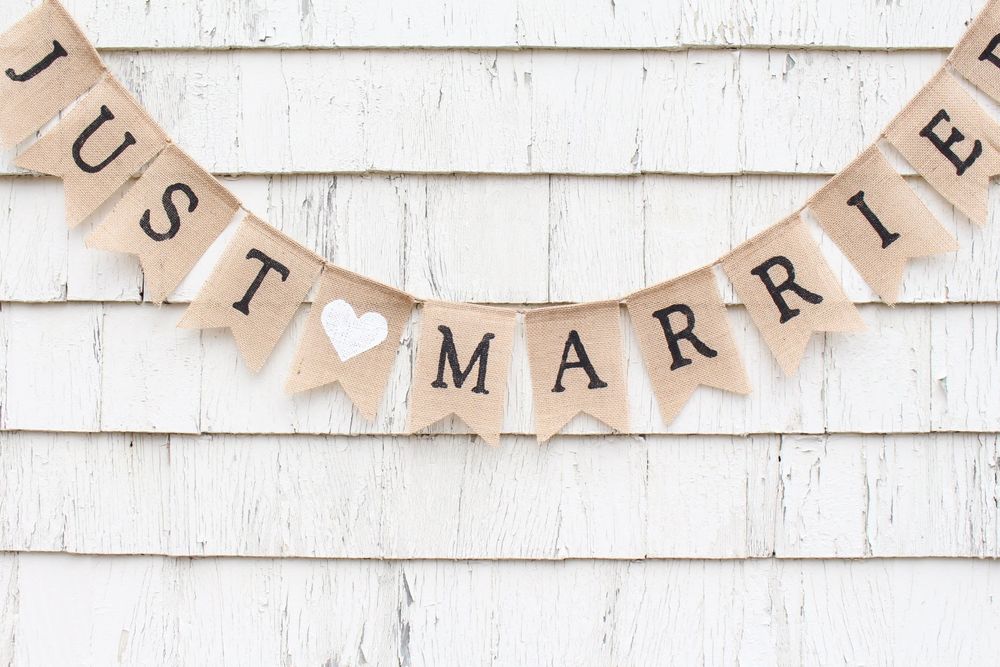 Ghirlandă decorațiune nuntă miri Just Married litere party banner