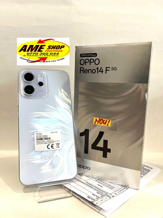 Oppo Reno 14F 5G, 256GB/8GB RAM Opal Blue, garanție2 ani, NOU!