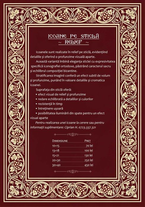 Icoane realizate in relief pe lemn masiv de tei
