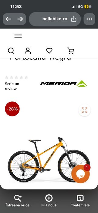 Roata bicicleta merida completa cu furca
