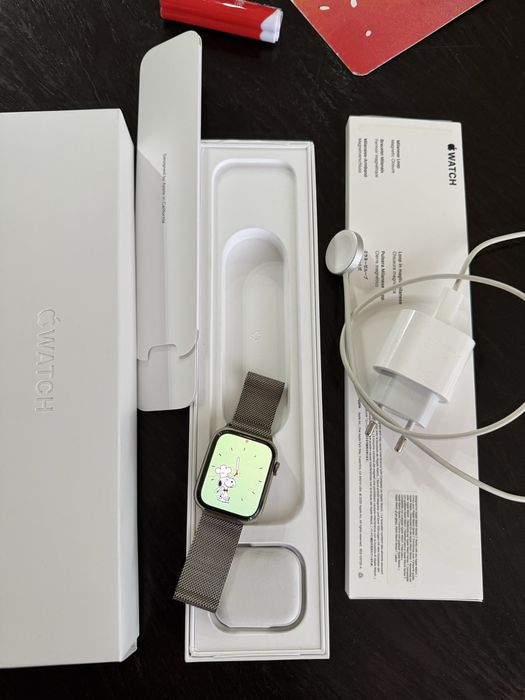 Смарт часовник Apple Watch 7,Cellular, 45mm,Gold Milanese Loop