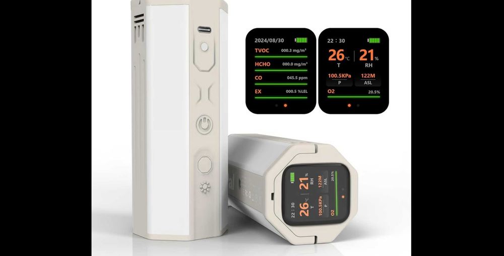 НОВ 3 в 1 Интелигентен Монитор за Качество на Въздуха + Power Bank + LED Къмпинг