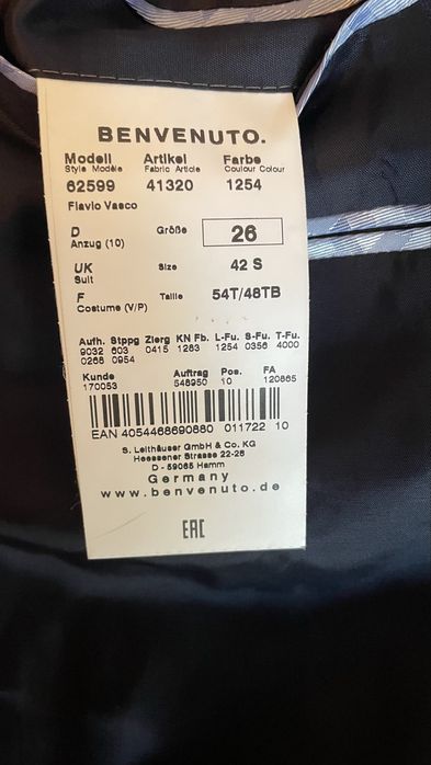 Костюм мужской BENVENUTO