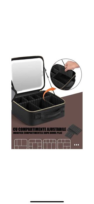 Козметична чанта за пътуване с LED огледало със сензорен екран