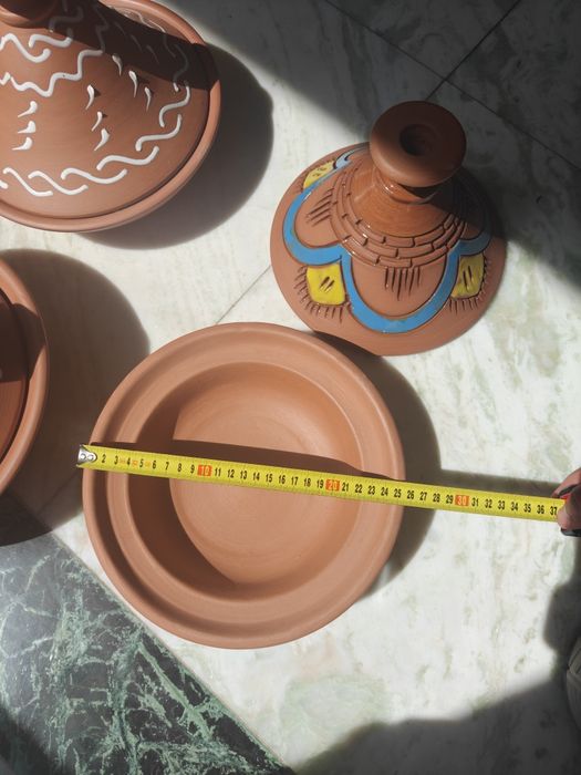 Vas tajine marocan mediu 26 cm albastru și galben