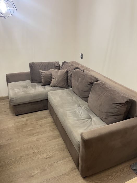 Ъглов диван 140/240 в опция сън и ракла, сив/кафяв