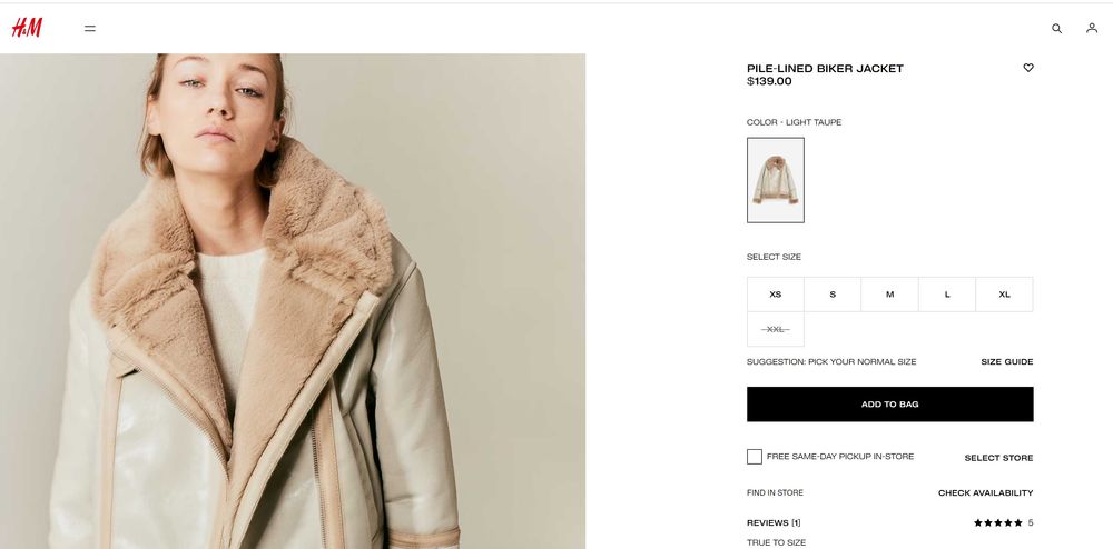 Новая куртка дубленка авиатор H&M, размер  L (50/56)