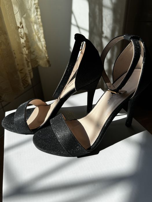 Sandale cu toc, negru, marimea 36