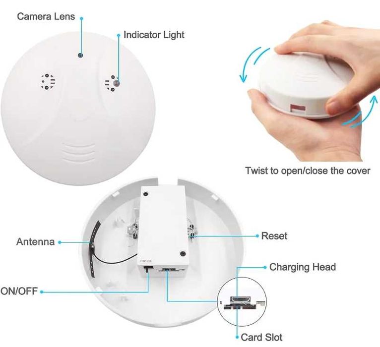Скрита камера в детектор за дим Wi-Fi- наблюдение на живо