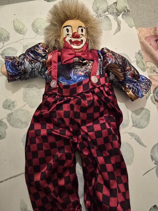 Păpușă Arlechin Retro, Față Ceramică, Harlequin