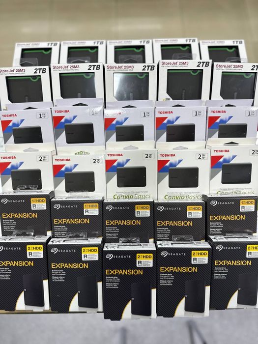 Transcend 1 tb. Transcend 2tb. Toshiba 1 tb. Toshiba 2tb. Seagate 1/2