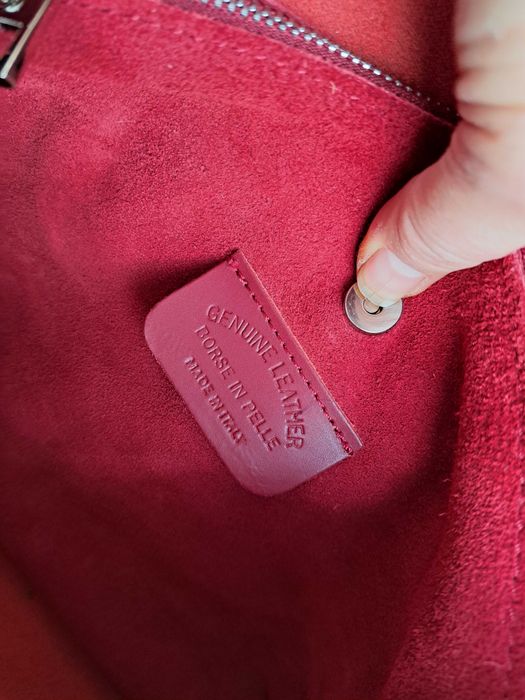 дамска чанта,малка червена чантичка-Нова!естествена кожа