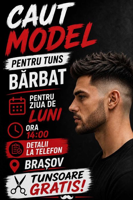 Caut model bărbat - Tunsul este gratuit