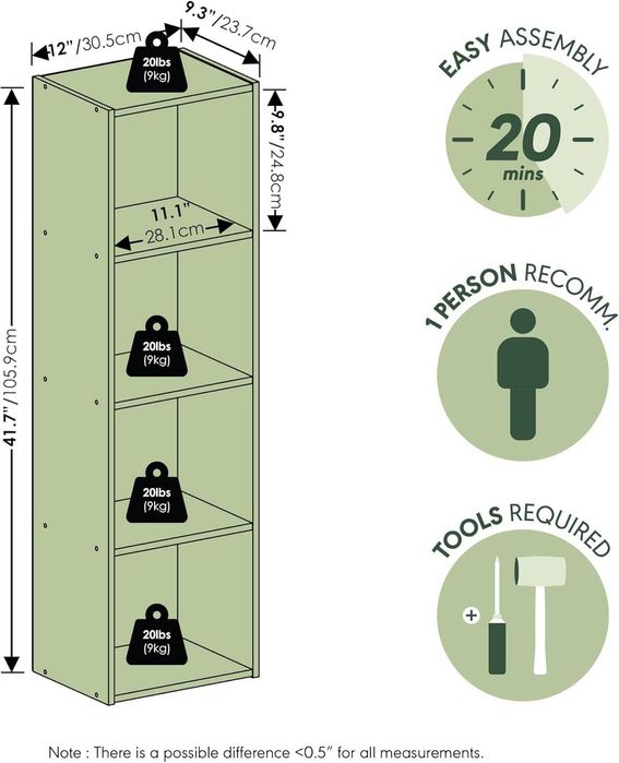 Етажерка с 4 рафта Furinno PASIR етажерка за книги или друго бяла