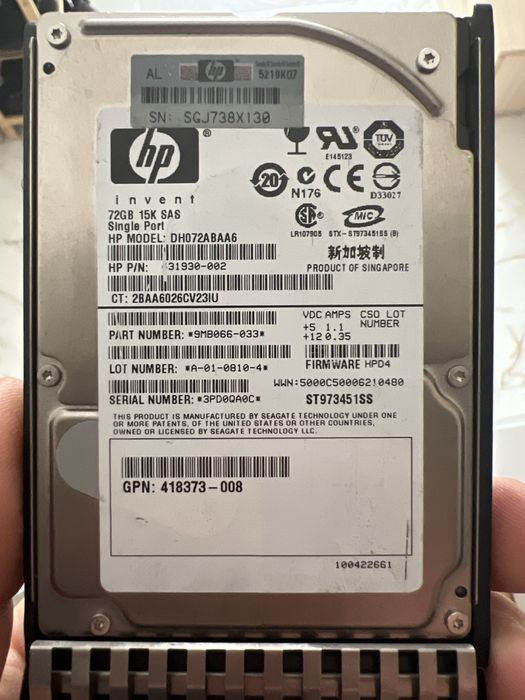 Hard disk 146GB si 72GB  15K SAS