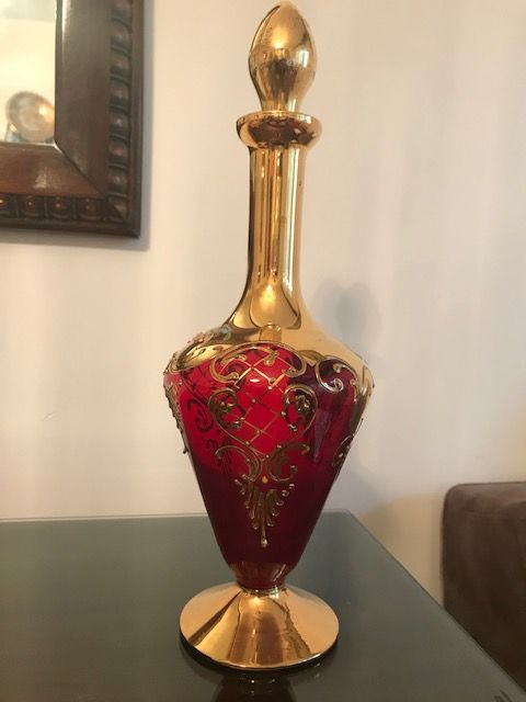 Set de vin sau cognac sticla de Murano cu foita de aur de 24K aplicata