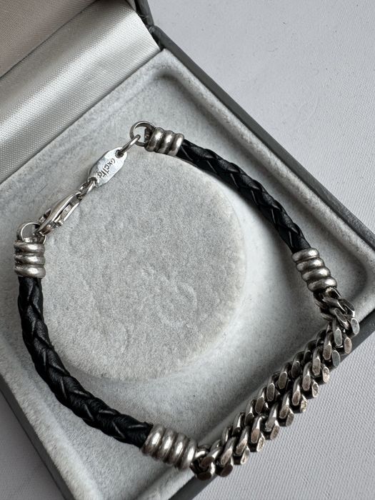 Bratara din argint si piele impletita