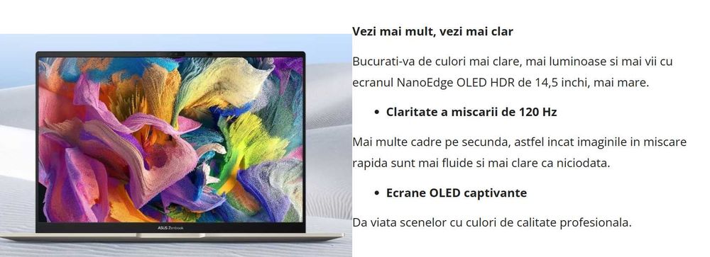 Laptop ASUS Zenbook 14 UX3404V Intel i9-13900H  OLED 14.5", 120Hz