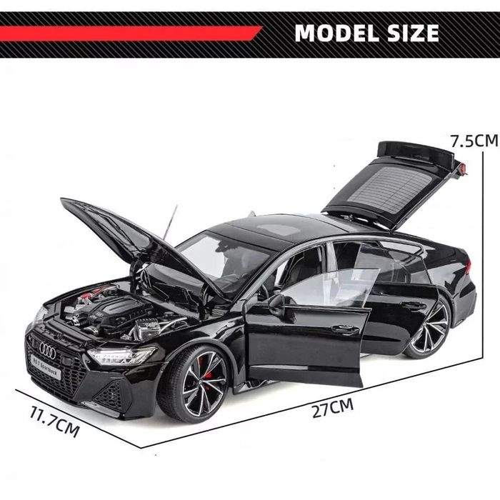 Метална кола 1:18 Audi RS7 с дистанционно за светлини и звукови ефекти